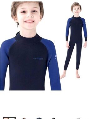 Dark Lightning 3/2mm Kids Wetsuit Neoprene Thermal Blue/Black Size Medium NWOT